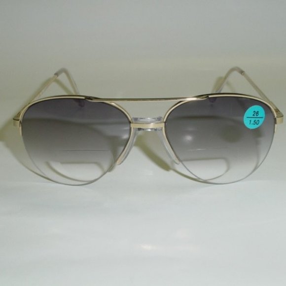 NWT True Vintage 90's Aviator Metal Bi-Focal Reading Sunglasses (S. Gold) - Picture 1 of 4